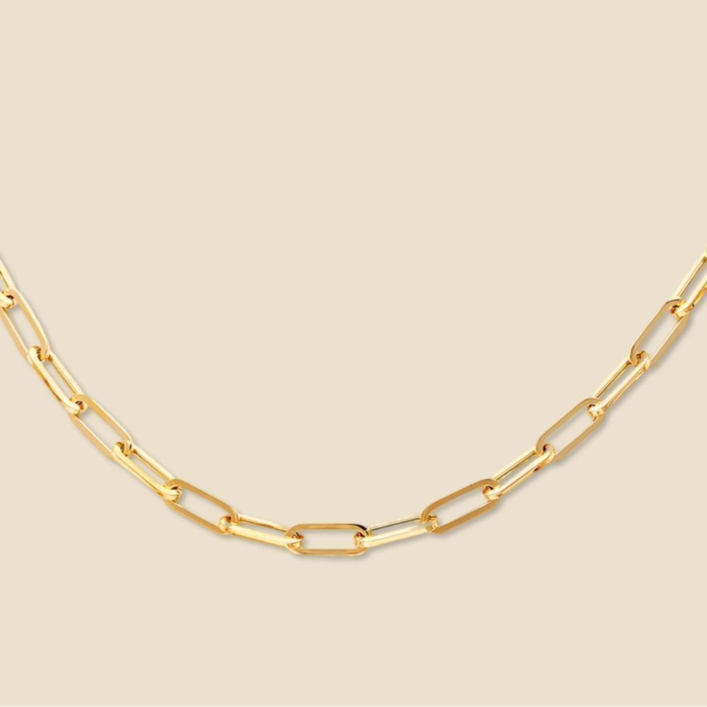 14K Real Gold 4.0mm Paperclip Necklace | Elegant Jewelry by Tehrani Jewelry